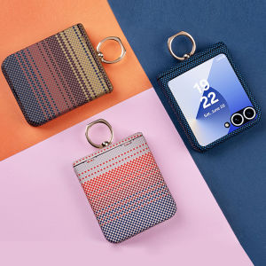 เคสกันตก Color Block Check Z Flip 5 6 7FE ฝาพับแบบมีห่วงพร้อมขาตั้ง Samsung Galaxy Z Flip7 FE เคสพีซีแข็งทนทานป้องกันเต็มรูปแบบพร้อมกระจกนิรภัย