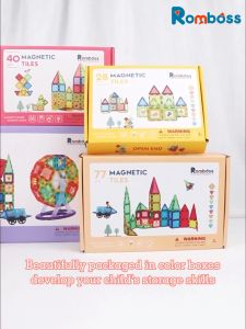 Romboss 50/77/105PCS Magnetic Building Blocks Tiles Colorful Window Sash Enlightenment Christmas Gifts Toys Gift For Kids