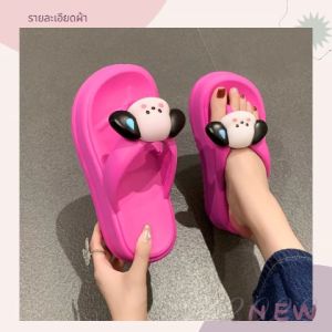 เข้าใหม่ รองเท้าแตะหูหนีบเสริมส้นแฟชั่นสำหรับผู้หญิง ดีไซน์ใหม่น่ารักตะมูตะมิแถมตัวติดน้องหมาติดไปให้แน่นๆจากโรงงาน