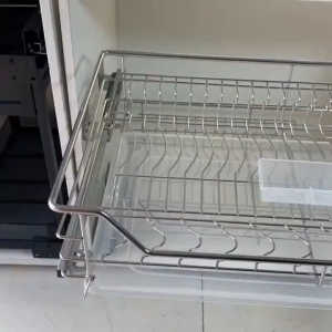 2 Tier 304 Stainless Steel Cutlery Organizer Drawer Style Sliding Tray Rack For Kitchen Utensils Dish Storage
