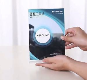 [ป้ายอะคริลิคตั้งโต๊ะ] กรอบรูปอะคริลิค A4 A5 A6 ทรงT - มีฟิมกันลอย1ชั้น