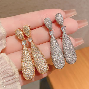 New Fashion Brass Copper Material 18 K Gold Plated Luxury Unique Cute High Quality Designer Shiny Big Drop Earring