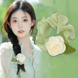 Tooyoo Camellia Scrunchies Female High-end Flower Hair Rope High Elasticity Rubber Band