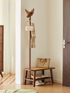 Stool Bench ตั้งแต่งหน้ารับแขก ตู้เสื้อผ้า รูปทรงเรขาคณิต วัสดุไม้ยางพาราแท้ หนังสือพิมพ์ ชุดตกแต่งบ้าน สไตล์ย้อนยุค สไตล์วินเทจ