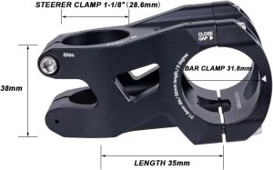 Fifty-fifty | FIFTY-FIFTY Mountain Bike Stem 0° 31.8/35MM Bar Clamp 1-1/8 Steer Tube Bicycle Stem  Length 35mm 50MM