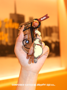 Adorable Cat Acrylic Keychain Creative Gift Tang Cat Tabby Pattern Key Holder Festive Supplies Flat Design Yellow Cat Charm