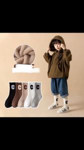 Set 4 đôi tất len cao cổ chữ C phong cách thể thao cho bé