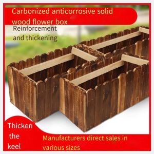 Garden planting pot Antiseptic wood pot outdoor pot solid wood flower box Solid wood planting box
