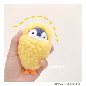 Móc khóa hình chim cánh cụt nhồi bông/bọc tôm chiên xù dễ thương phong cách Nhật