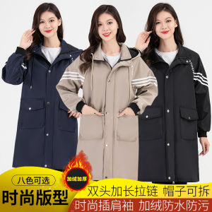 New Overclothes Adults and Women Fashion Velvet Padded Thickened Household Kitchen Apron Long Sleeve Korean Style Work Clothes Coat Protective Clothing