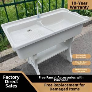 Quartz Outdoor Laundry Sink with Washboard