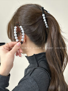 Kẹp Tóc Hình Chuối Đính Ngọc Trai Màu Đen Thanh Lịch Kẹp Tóc Đuôi Ngựa Cao Cấp Kẹp Tóc Dọc Phụ Kiện Tóc Thời Trang Phong Cách Hàn Quốc
