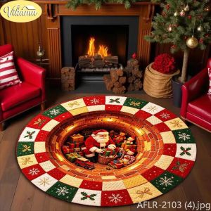 VIKAMA Ông Già Noel Thảm Tròn Mềm Mại Chống Trơn Trượt Lễ Hội Giáng Sinh Trang Trí Trong Nhà Phòng Khách Thảm Ấm Cúng Hiệu Ứng Hình Ảnh Trang Trí Nhà