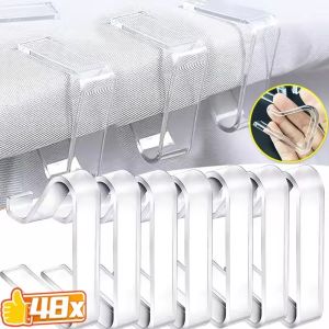 48ชิ้นคลิปหนีบผ้าปูโต๊ะพลาสติกใสกันลื่นยึดตรึงผ้าคลุมโต๊ะยึดผ้าปูโต๊ะสำหรับคริสต์มาสงานแต่งงานงานเลี้ยง