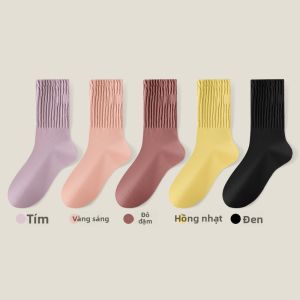 MiiOW | Tất cotton chống mùi cho bà bầu và sau sinh dài đến giữa bắp chân màu trơn phong cách đơn giản dành cho nữ mùa thu