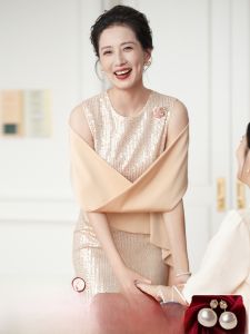 Elegant Wedding Dress for Mother High-End Luxury Wedding Evening Gown Zipper Style Floral Print Mid-Waist Polyester Fabric