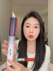 Akiracosme Airflow Red Light Hair Straightener Comb Brush Negative Ions Hair Care Hair Straightening Brush Anti-Frizz Portable Electric Hair Comb No Heat Damage Volumizing Roots