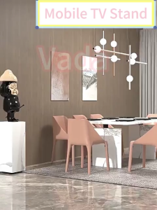 32-85 Inch TV Stand Bracket  with 360° Rotating Wheels Mobile Cart tv stand with wheel Universal TV Stand Mobile Cart Trolley Screen Monitor Mount Movable TV Bracket Base with Tray Can Angle Adjustable 15 °