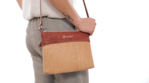 Corkor Vegan Cork Crossbody Bag Light Brown + Red | Shoulder Handbag Sling Women Casual Simple Leather Slingbag Hand Beg Silang Perempuan 斜挎包