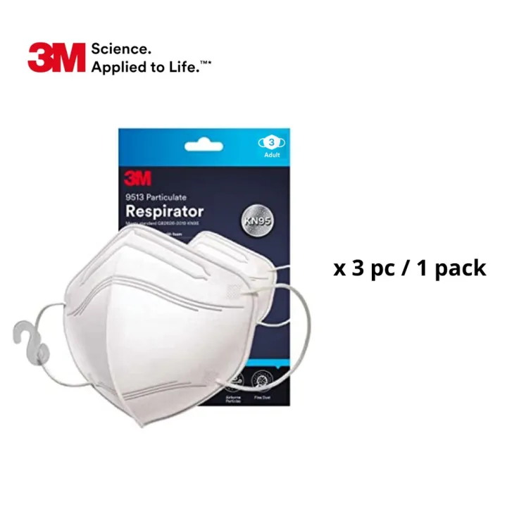 3M Mask - 9513 KN95 - All New Respirator Mask (3pcs/pack) - Particle Filtration