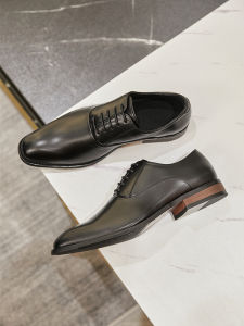 Business Oxford Shoes for Men Casual Wedding Shoes Lace-Up Formal Shoes Leather Shoes Comfortable Breathable Low Heel