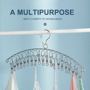 8/10/20 Clips Pegs Stainless Metal Laundry Socks Washing Clothes Hooks Airer Outdoor Home Bath Dryer Rack Windproof Stainless Steel Clothes Drying Rack
