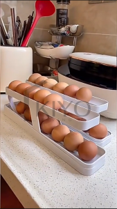 KIYO 15 Pcs Rak Penyimpanan Telur Tingkat / Minimalis Rak Penyimpanan Telur Otomatis Isi / Egg Storage Serbaguna