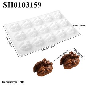 Khuôn Silicon 15 Ngăn Làm Bánh Sôcôla Nhân Hạt Óc Chó Kẹo Pudding Bánh Ngọt Pháp Khuôn Làm Bánh Và Làm Xà Phòng Thân Thiện Với Môi Trường