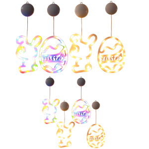 Spring Easter Window Light Bunny Eggs with Battery Power for Festive Seasonal Decoration