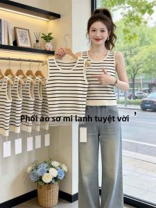 Áo Thun Sọc Không Tay Cổ Tròn Giúp Gọn Đơn