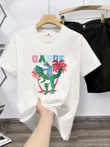 Mens Short Sleeve T-Shirt Pure Cotton Summer New Style Cartoon Print Casual Top Trendy Breathable round Neck Youth Fashion