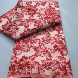 2025 African Jacquard Lace Fabric Gilding Nigerian Brocade Lace Fabric High Quality 5 Yards for French Wedding Dress Sew A4261