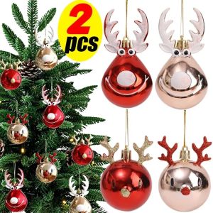 Red Gold Elk Christmas Balls Ornaments with Rope Xmas Tree Hanging Pendant New Year Party Christmas Decoration