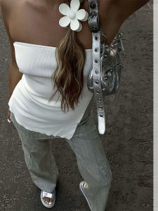 Casual One-Shoulder Irregular Vest Asymmetrical Collar Slim Fit Street Style Regular Length Single Piece Summer Fashion