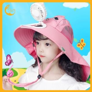 Kisss Baby หมวกคลุมกันแดดเด็ก หมวกพัดลม แบบชาร์จไฟได้ พอร์ต USB หมวกมีพัดลมในตัว Childrens fan hat มีนกหวีด ใส่ได้ทั้งเด็กชายและหญิง ชาร์จ หมวกปีกกว้าง ป้องกันแดด