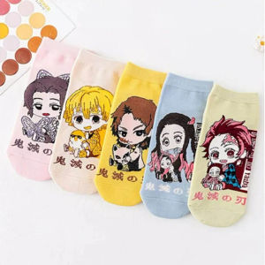 Bandai | 5 Pairs of Novel and Cute Anime Printed Cotton Ankle Socks Suitable for Both Men and Women Cute Casual Short Socks Gift Socks