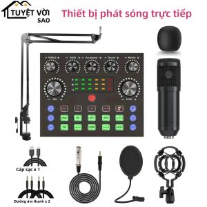 Bộ Thiết Bị Podcast Có Micrô Ngưng Tụ BM800 Có Bộ Đổi Giọng Nói Và Bộ Trộn Để Ghi Âm Máy Nghe Nhạc Karaoke Phát Sóng Trực Tiếp