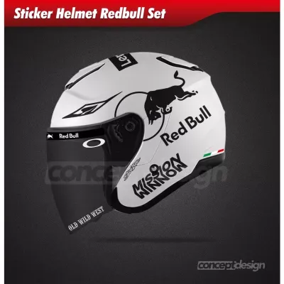 stiker red bull 1 set helm hall face / terbuka full set seperti di gambar