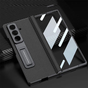 Kickstand for Samsung Z Fold 7 Case [Built-in Glass Screen Protector]Hinge Protection PU Leather Full Body Shockproof Phone Case for Galaxy Z Fold 6 Case