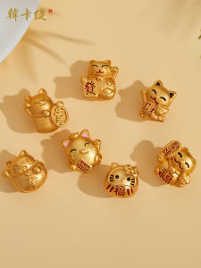 Good Luck Cat Cartoon Charm Bracelet Beads DIY Accessories through Hole Woven Rope Fashion Jewelry Hand Chain String