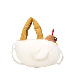 Cute Cartoon Childrens Mini Shoulder Bag Plush Outdoors Crossbody Bag Lovely Chicken Shape Fun Outfits Velvet Material