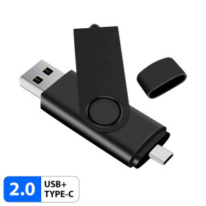 Jaster | 128GB TYPE-C 2 in 1 2.0 USB Flash Drive Rotatable Pen Drive Black Memory Stick 64GB 32GB Red Metal U Disk Business Gift