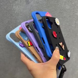 Sanrio | Sanrio Original Design DIY Charms Holes Case For iPhone 18 Pro Max 17 16 15 14 Plus 13 Pro Liquid Silicone Shockproof Soft Cover