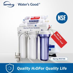 iSpring RCC7AK NSF Certified RO Drinking Water Filtration System 75 GPD 6-Stage Reverse Osmosis System pH+ Alkaline Remineralization Under Sink Superb Taste Patented Top-Mounted Faucet