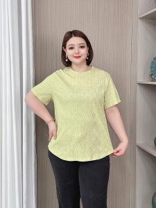 เสื้อยืดคอกลมแขนสั้นหลวมสำหรับผู้หญิงไซส์ใหญ่ ฤดูร้อน 2024 ทรงหลวมสบายๆ แขนสั้น ทรงหลวม ทรงเข้ารูป ทรงเข้ารูป