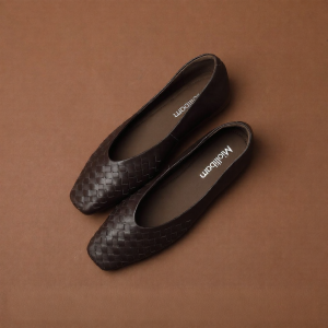 MIOLLIBARN | Brown Open Toe French Soft Leather Flat Shoe