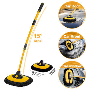 อุปกรณ์เสริมทำความสะอาดบำรุงรักษาแปรงทำความสะอาดรถยนต์15 ° ปรับได้ที่ทำความสะอาดรถไมโครไฟเบอร์ไม้ถูพื้นหัวแปรงเชนนิลี่ไม้ถูพื้น