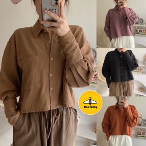 BeeUniq Kemeja Yurra Crop / Kemeja Crop Basic Crepe Premium