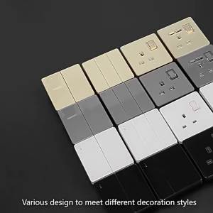 Luxury All Tempered Glass Wall Light Switch Button Black UK Plug 13A Universal Wall Socket with Usb 220V1gang2way Speed Switch