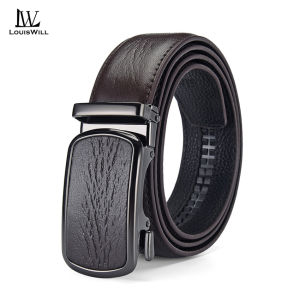 LouisWill Fashion Men’s Belt Business Leisure Belt Stylish Automatic Buckle Belt Second-layer Cowhide Waistband Stylish Simple Nice Waistband Durable Belt